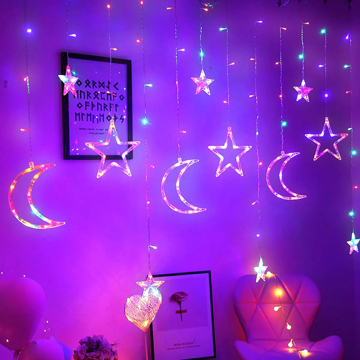 3.5M Romantic Moon Star Curtain Light LED