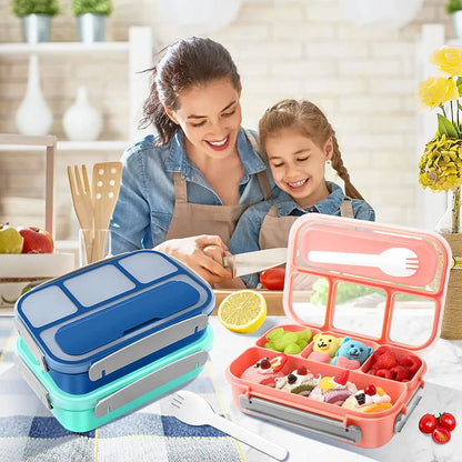 Kids/Adult 4-Compartment Bento Lunch Box with Forks