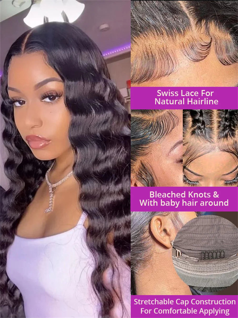 Glueless Brazilian Loose Deep Wave 13x6 Lace Front Human Hair Wig