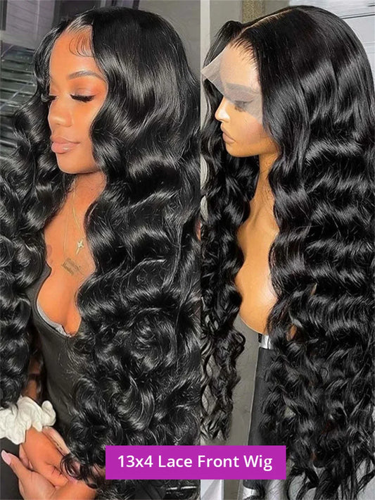 Glueless Brazilian Loose Deep Wave 13x4 Lace Front Human Hair Wig