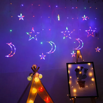 3.5M Romantic Moon Star Curtain Light LED