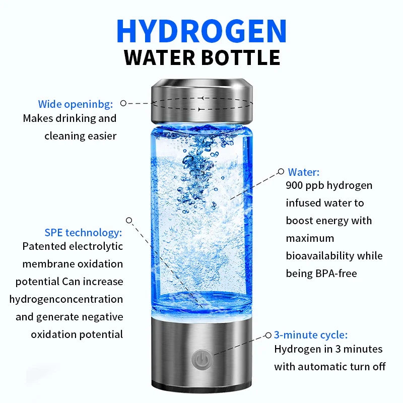 Hydrogen-Rich Water Cup Electric Titanium Quality Filter Portable Antioxidant Lonizer