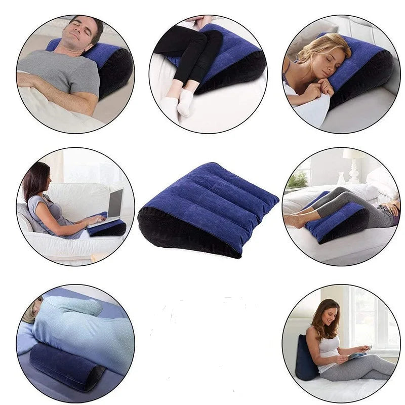 Multifunctional Body Pillow Lumbar Yoga Pillow Travel Positions Support Air Cushion Triangular Pillow