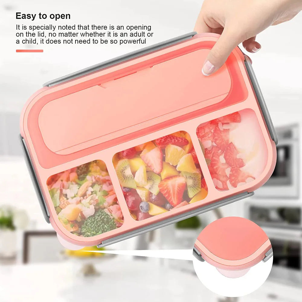 Kids/Adult 4-Compartment Bento Lunch Box with Forks