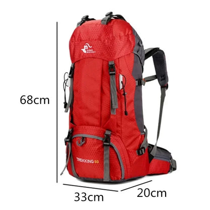 New 60L Outdoor Backpack Camping Climbing Bag Waterproof Mountaineering Hiking Backpacks Molle Sport Bag Climbing Rucksack