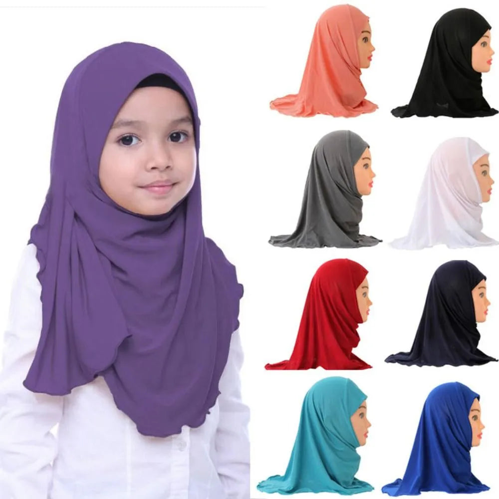 Girls/Kids Hijab Islamic Scarf Shawls Soft and Stretch Material for 2 to 7 Years Old Girls Turban