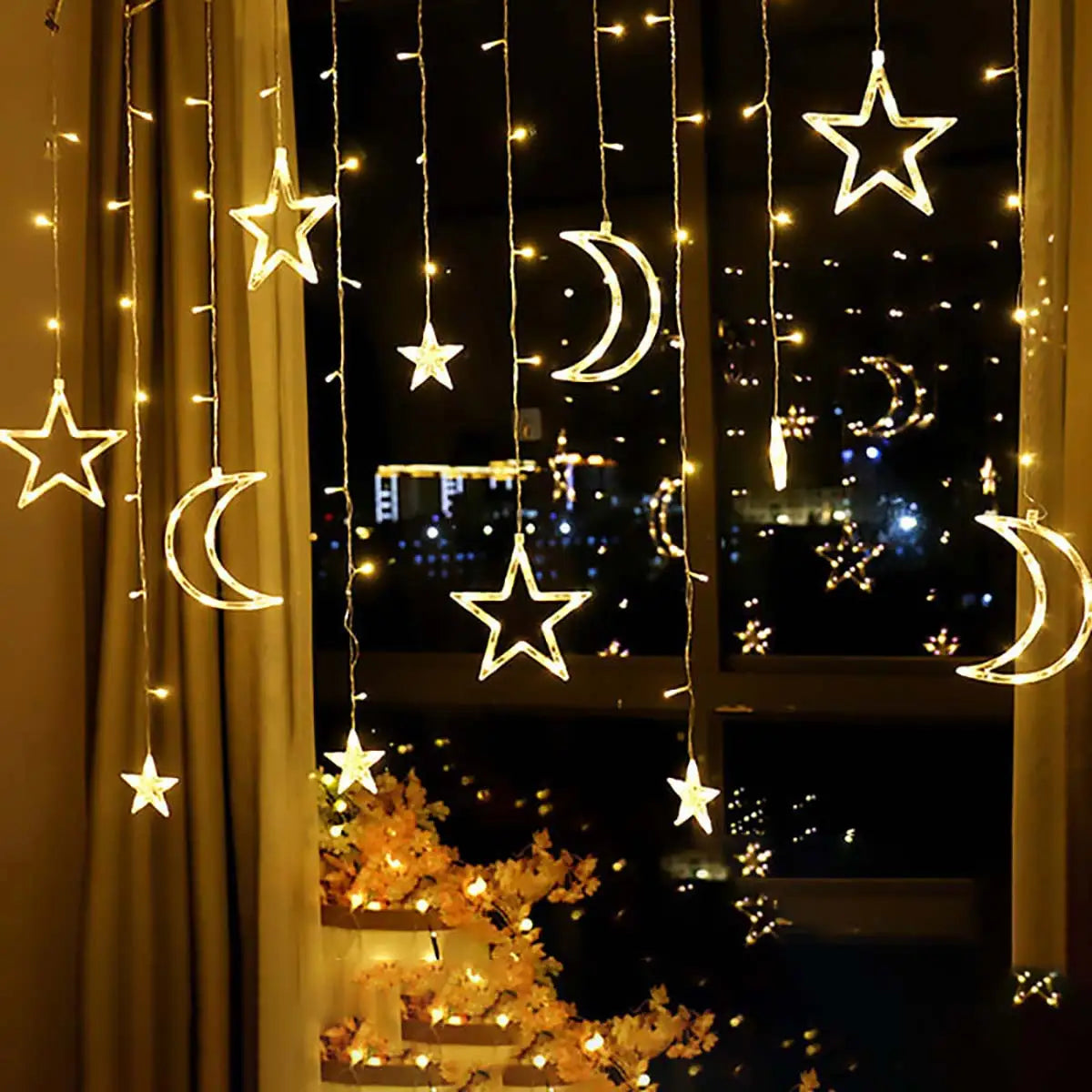 3.5M Romantic Moon Star Curtain Light LED