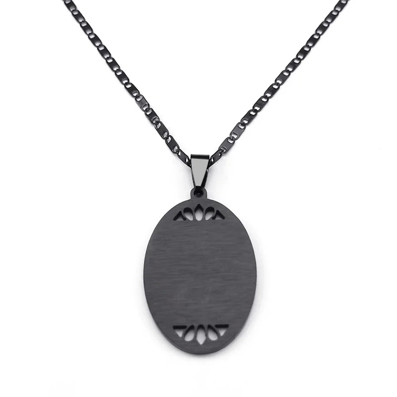 Muslim Islamic Arabic God Allah Necklace Stainless Steel Black